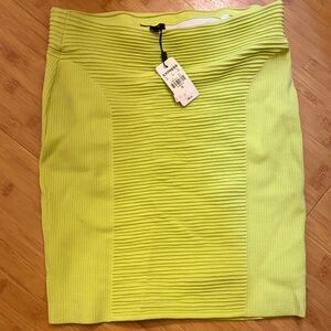 Express Vibrant Green Ribbed Pencil Skirt